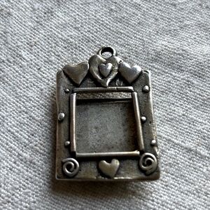Sterling Silver Heart Frame Locket in Postmodern Style, Necklace Pendant